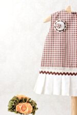 Vestido niña chocolate de Vichy - Imagen 2