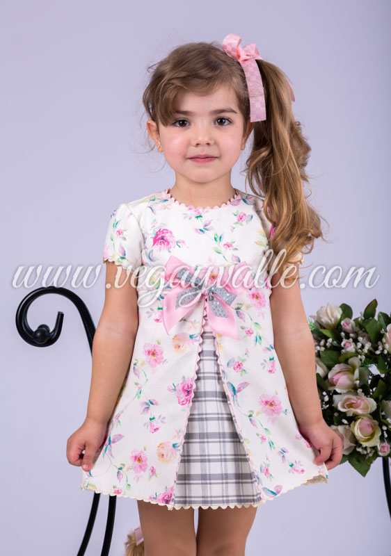 vestido-nina-shirley-rosa-gris-vega-y-valle-3 Vestido para niña · Shirley - Imagen 1