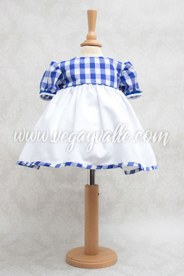 vestido-para-niña-cuadraditos-blancos-y-azules-modelo-merendola-1 Vestido para niña · Merendola - Imagen 1